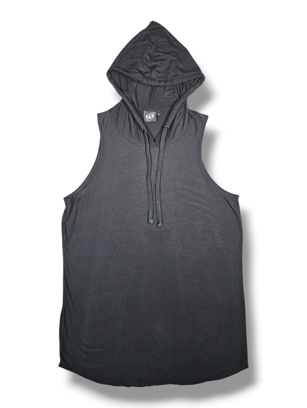 Black Hooded Tank Top Activewear Gym Workout Basic Sleeveless Muscle Shirt Small